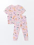 LC Waikiki Crew Neck Short Sleeve Girls Pajamas Set